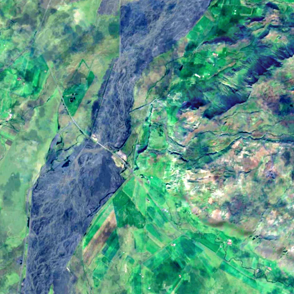 Seljalandsfoss seen from above (Sentinel-2)