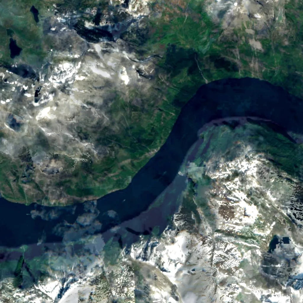 Seven Sisters waterfall seen from above (Sentinel-2)