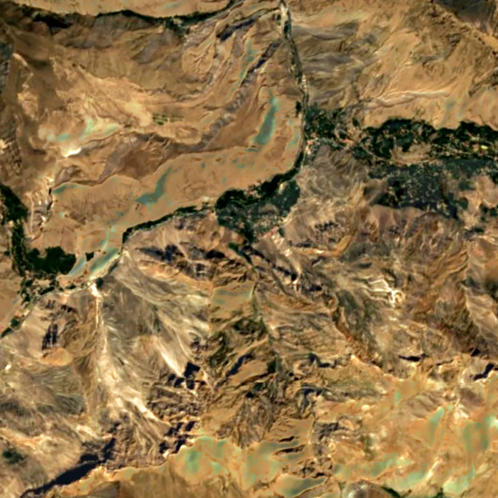 Shahandasht Waterfall seen from above (Sentinel-2)