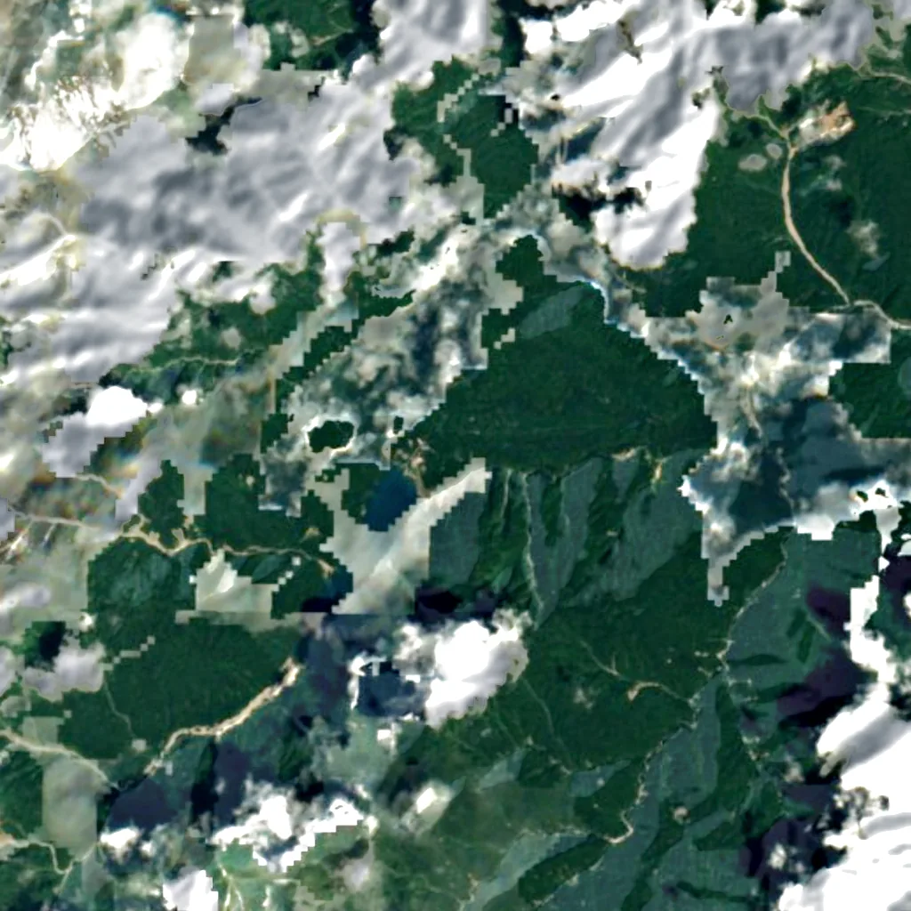 Shiramizu Falls seen from above (Sentinel-2)