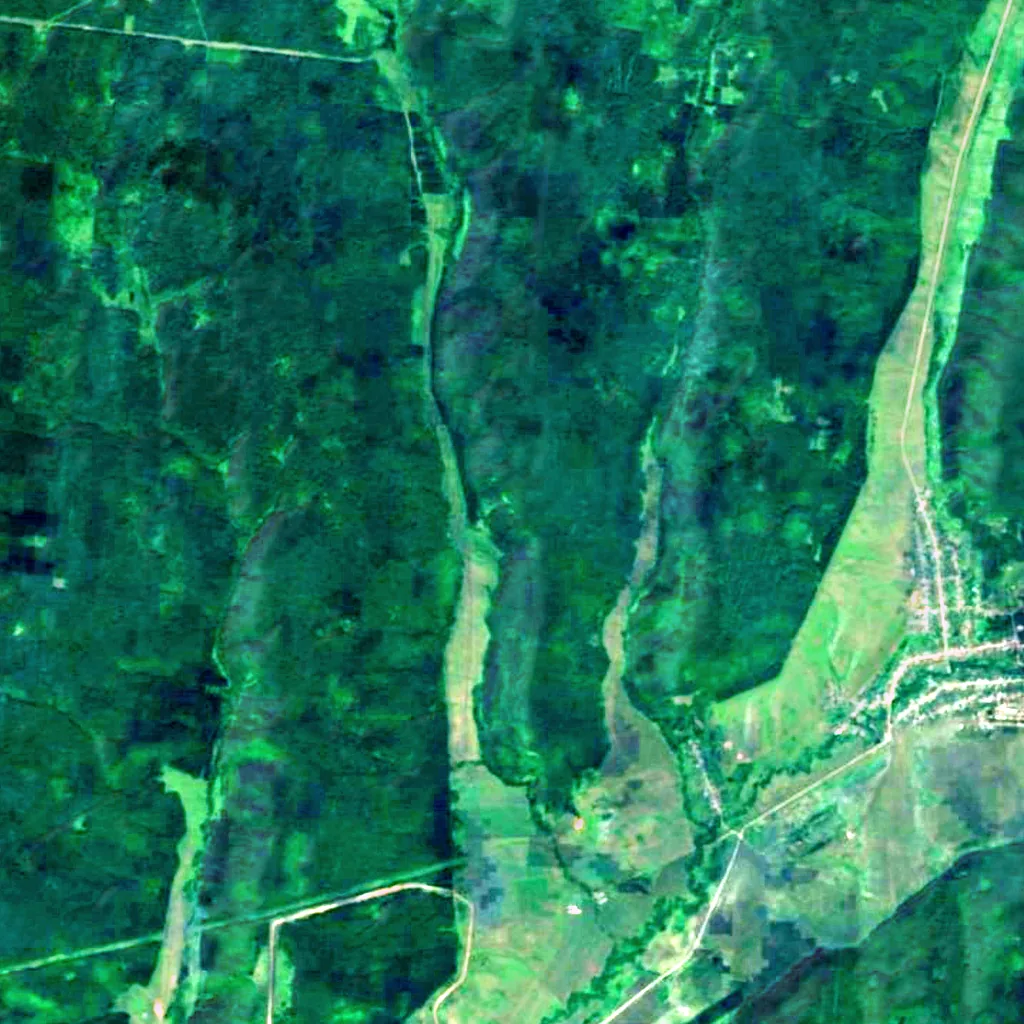 Shumilovsky waterfall seen from above (Sentinel-2)