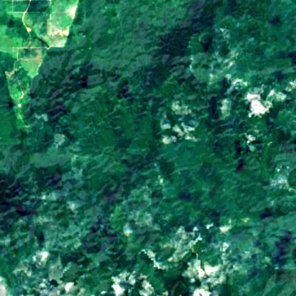 Siapat Twin Waterfall seen from above (Sentinel-2)