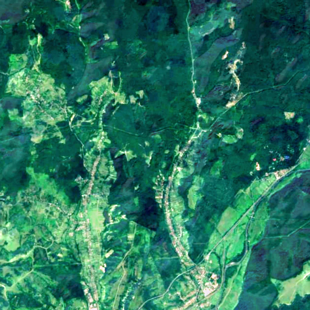 Skakalo Waterfall seen from above (Sentinel-2)