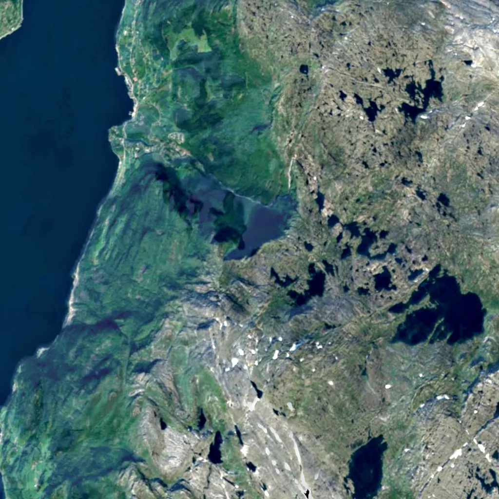 Skrikjofossen seen from above (Sentinel-2)