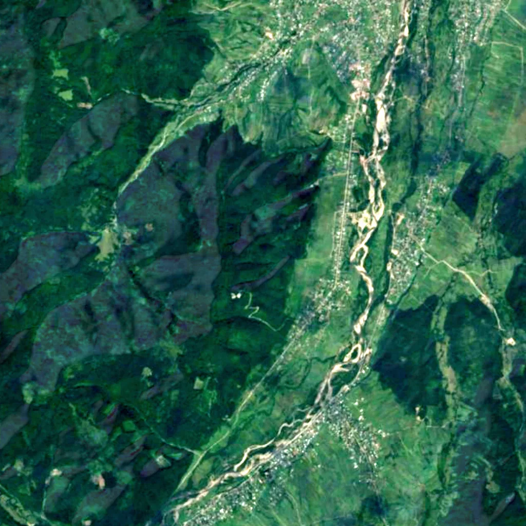 Skruntar Waterfall seen from above (Sentinel-2)