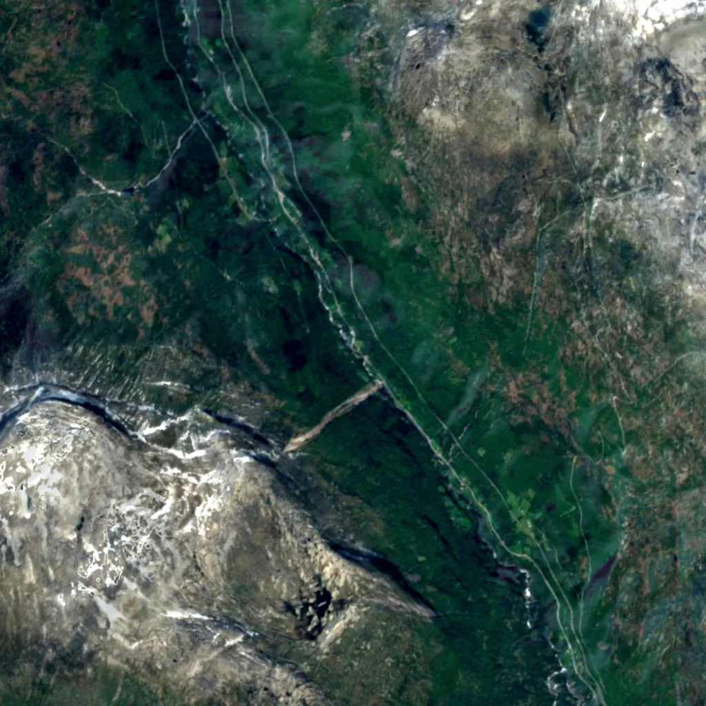 Slettafossen seen from above (Sentinel-2)