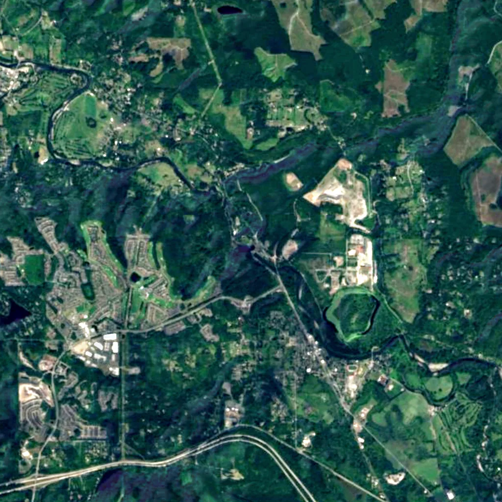 Snoqualmie Falls seen from above (Sentinel-2)