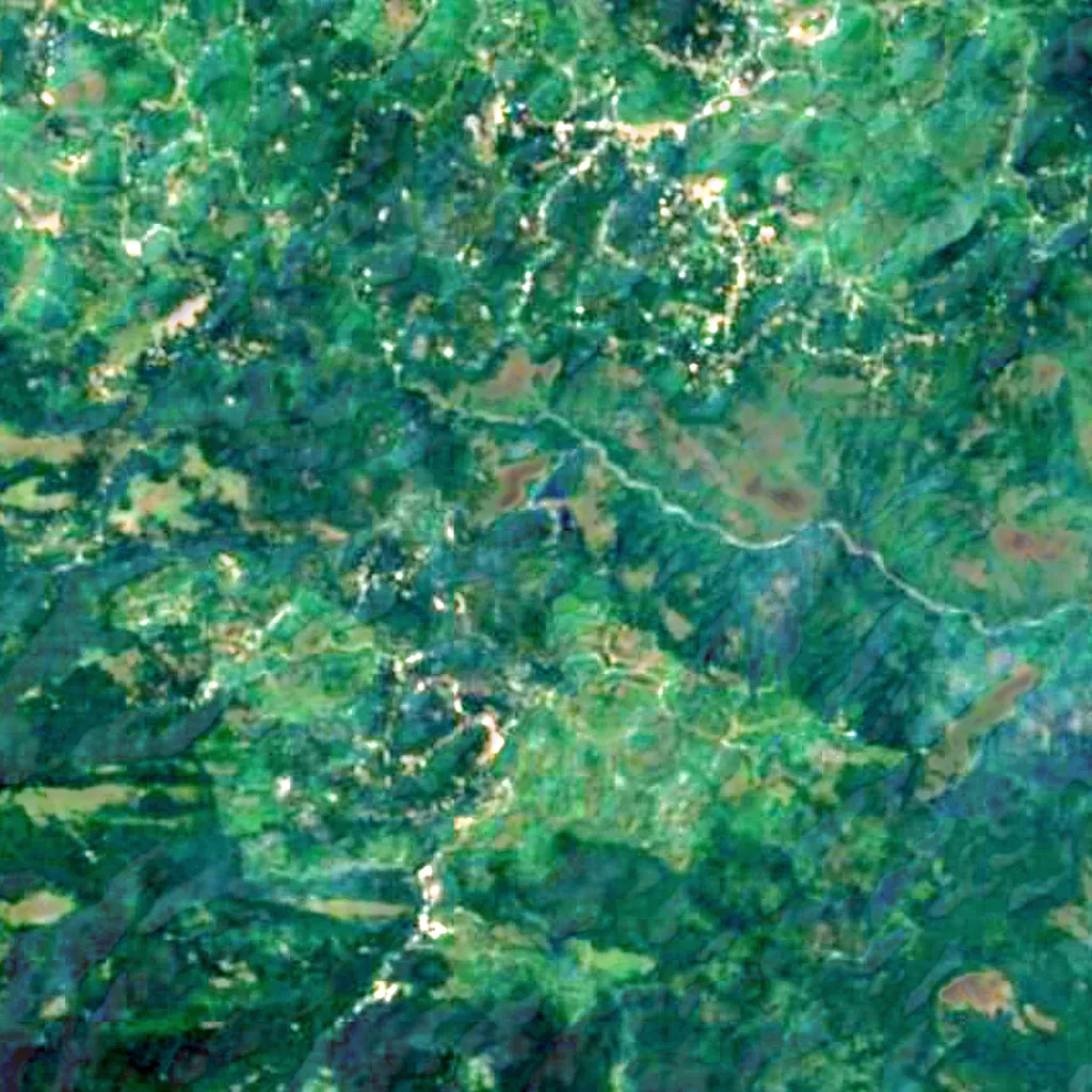 Soochipara Falls seen from above (Sentinel-2)