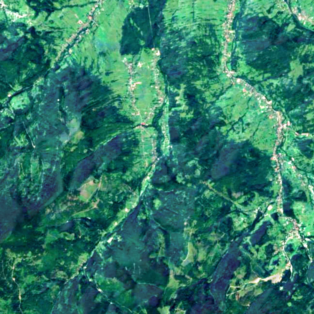 Sopotnia Wielka Falls seen from above (Sentinel-2)