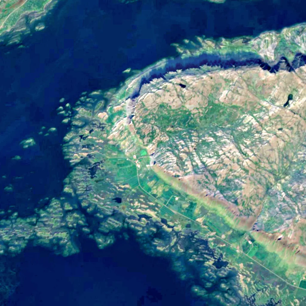 Staðarfoss seen from above (Sentinel-2)