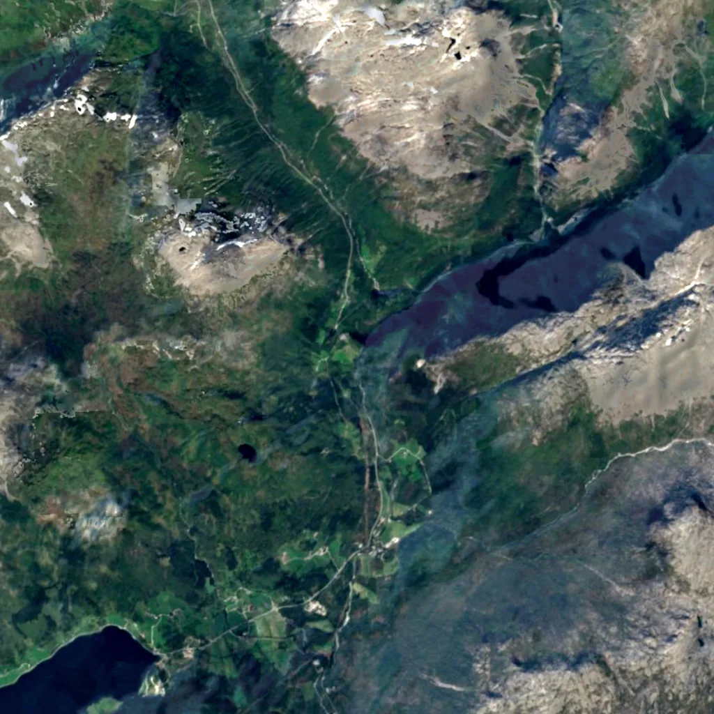Stalheimsfossen seen from above (Sentinel-2)