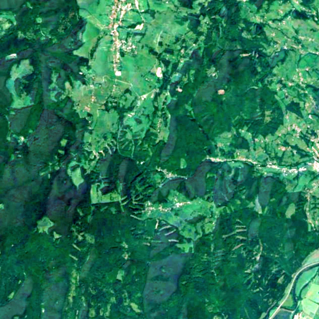 Starohutiansky waterfall seen from above (Sentinel-2)