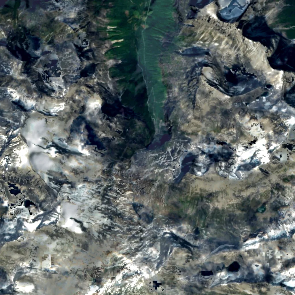 Stigfossen seen from above (Sentinel-2)