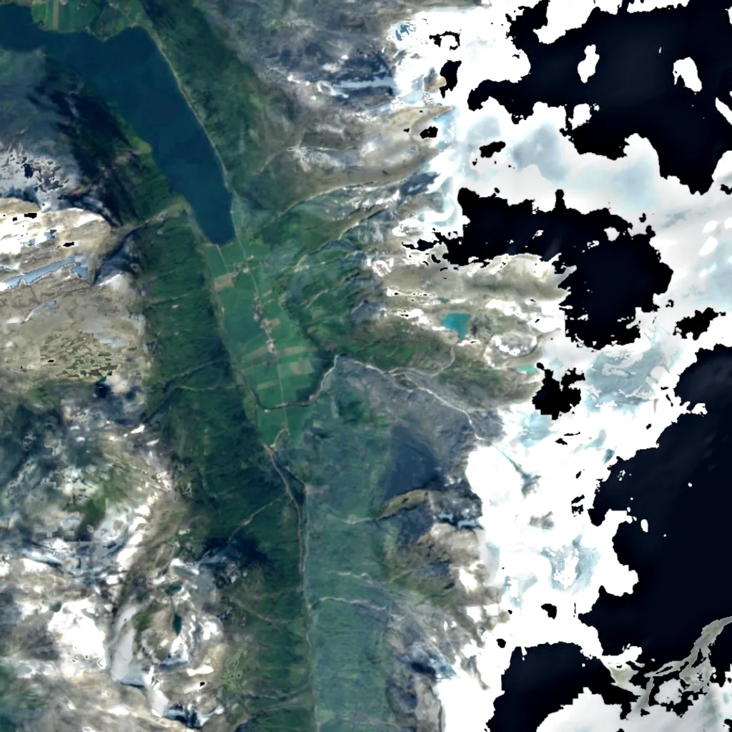 Strupenfossen seen from above (Sentinel-2)
