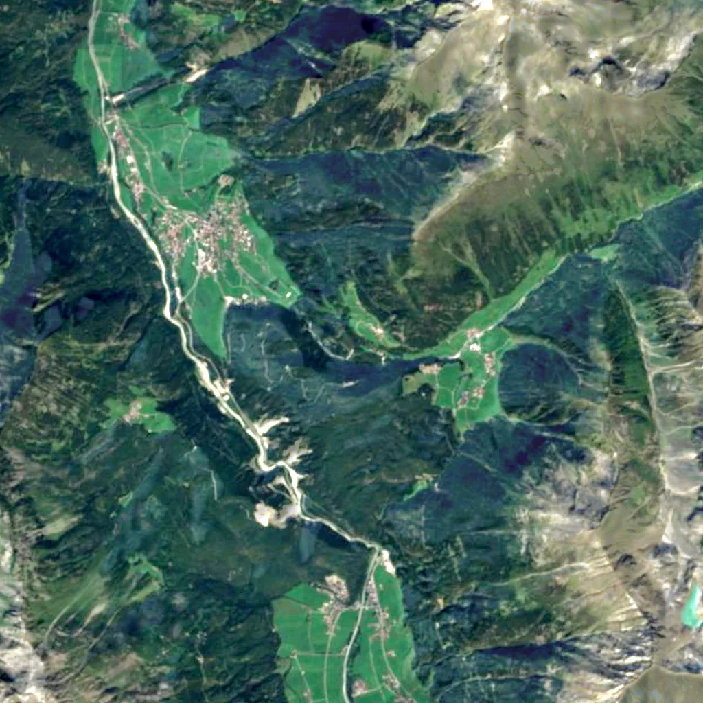 Stuibenfall seen from above (Sentinel-2)