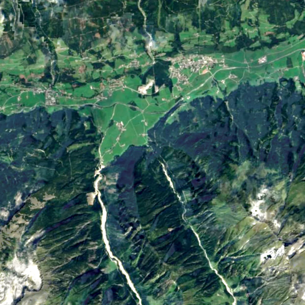 Sulzbachfall seen from above (Sentinel-2)