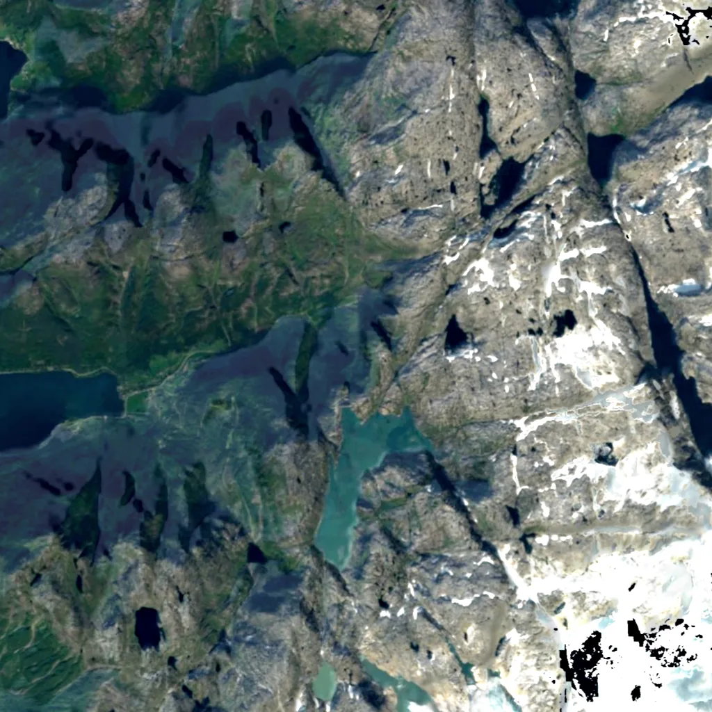 Sundefossen seen from above (Sentinel-2)