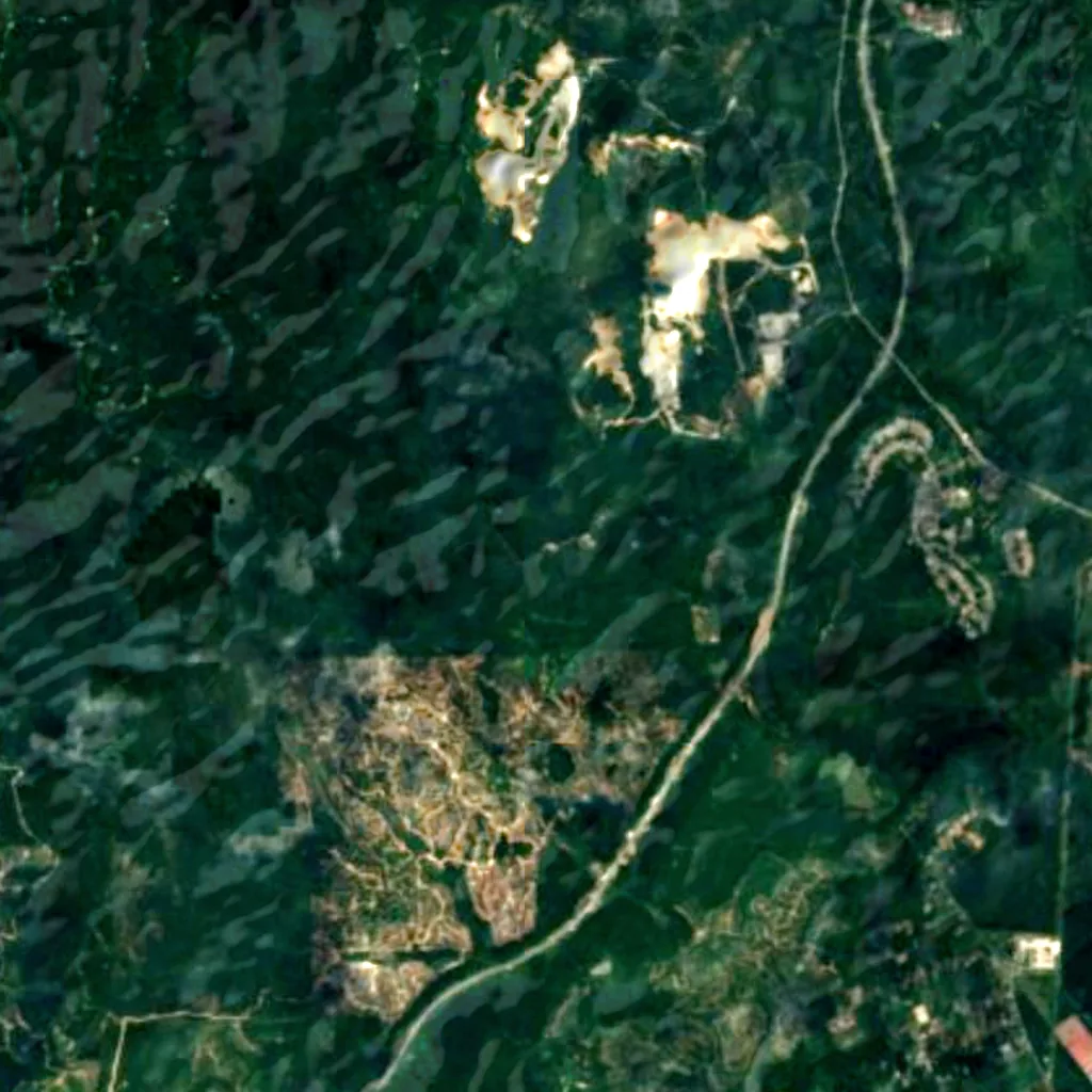 Sungai Pandan Waterfall seen from above (Sentinel-2)