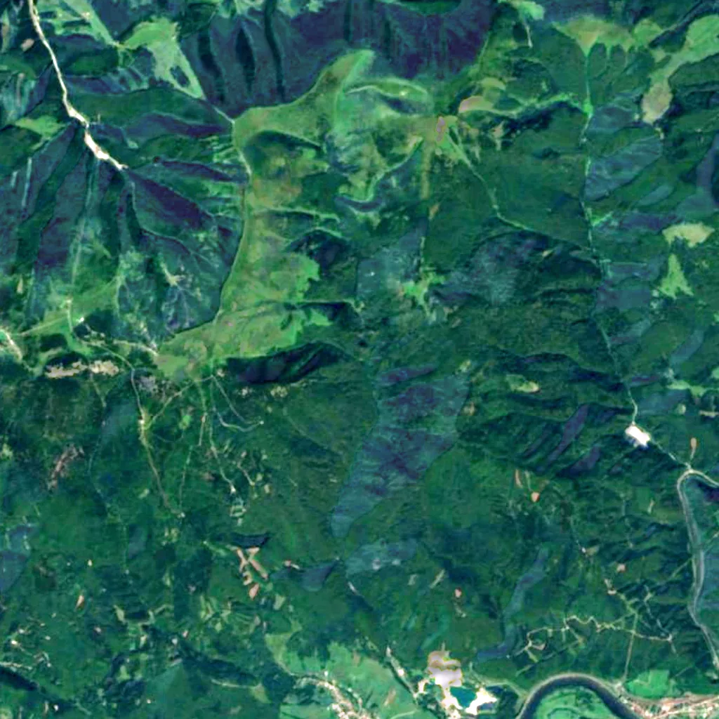 Šútovský vodopád seen from above (Sentinel-2)