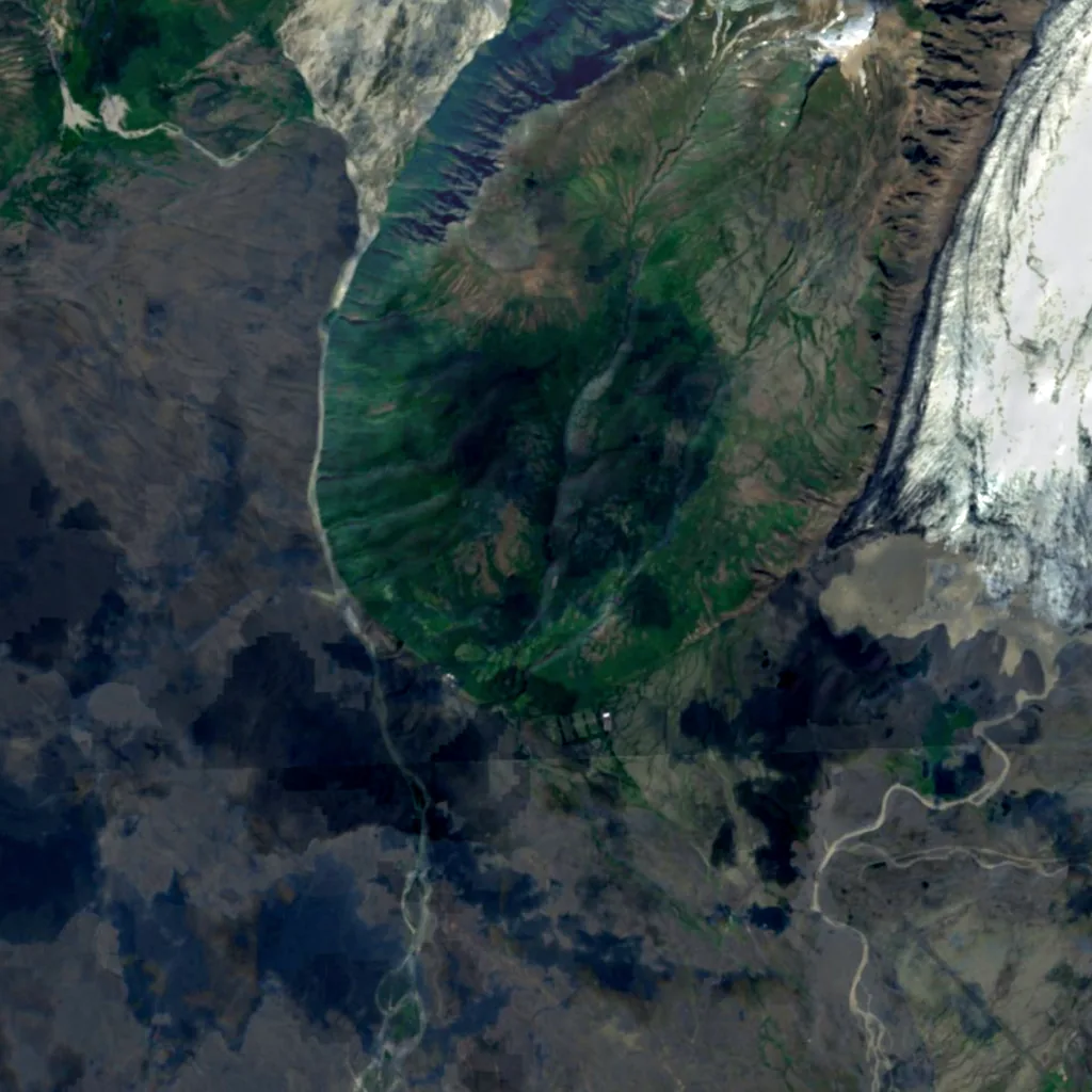 Svartifoss seen from above (Sentinel-2)