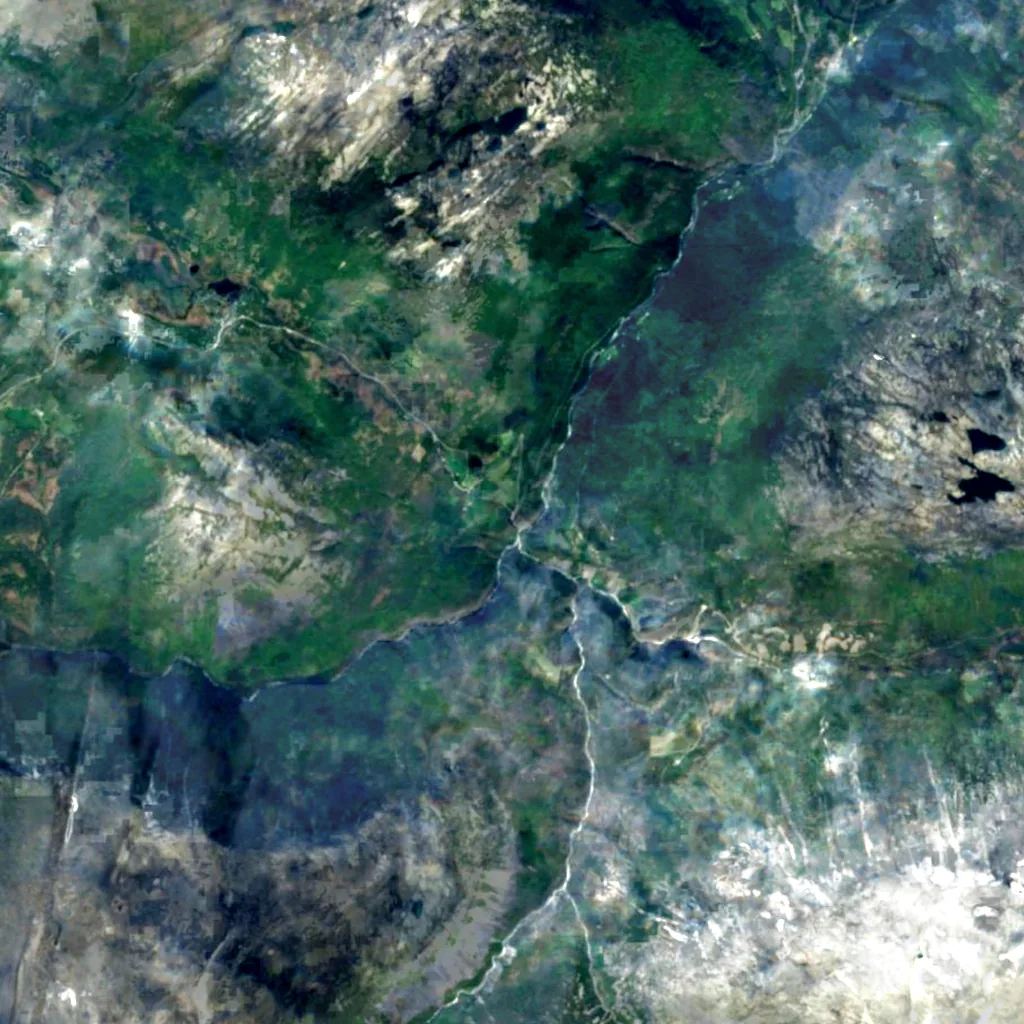 Svøufallet seen from above (Sentinel-2)