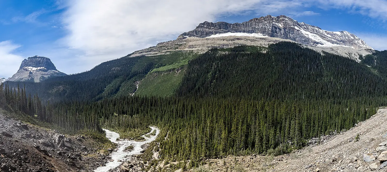 Yoho Valley from base of Takakkaw Falls, Yoho National Park, British Columbia, 2025-07-11