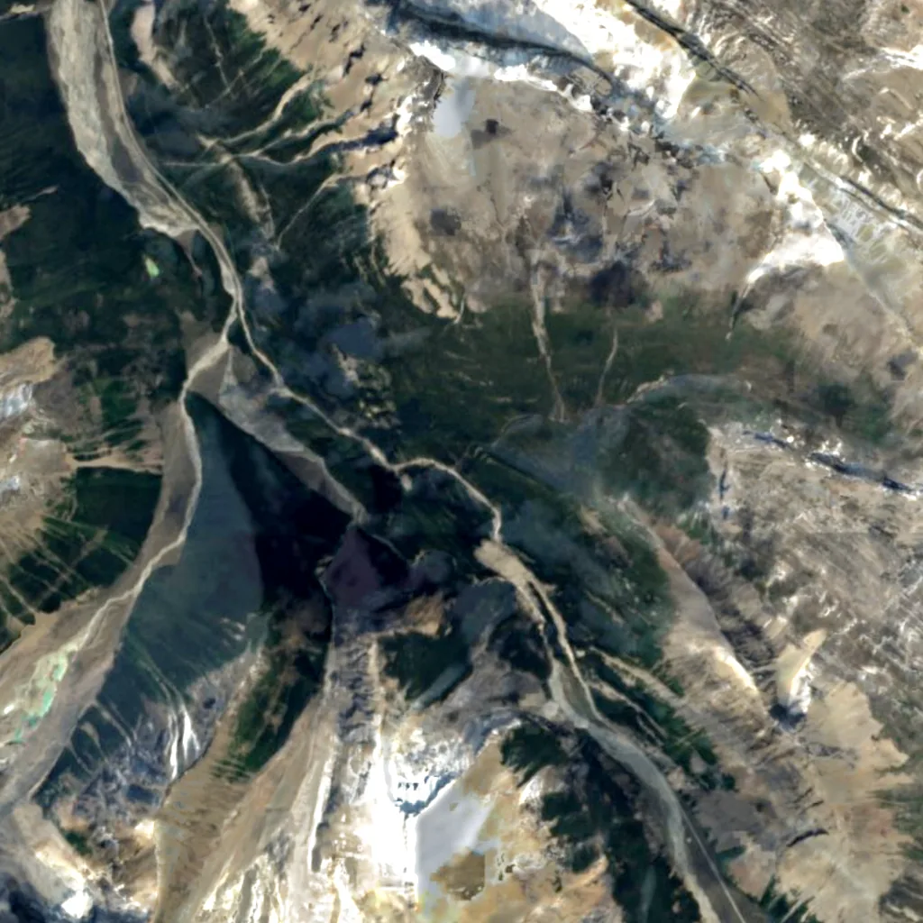 Tangle Falls seen from above (Sentinel-2)