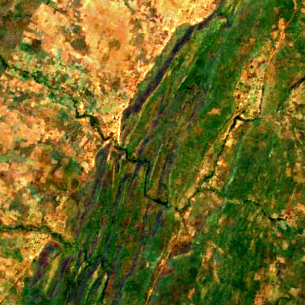 Tanougou Falls seen from above (Sentinel-2)