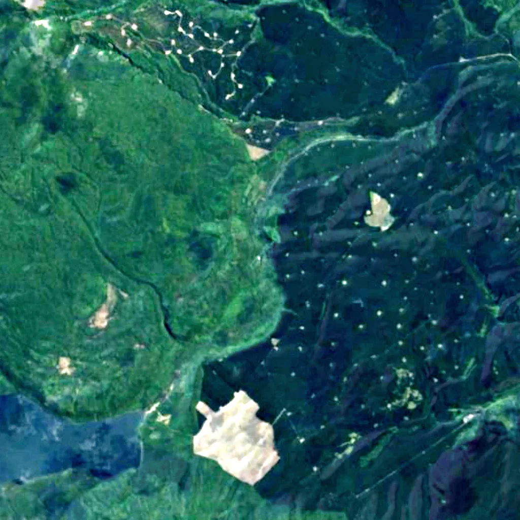 Tarawera Falls seen from above (Sentinel-2)