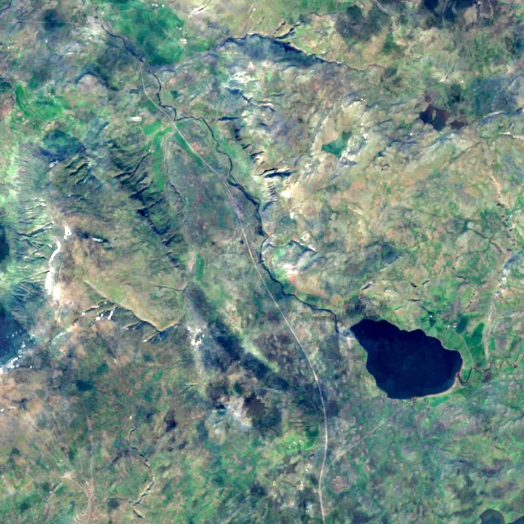 Þórufoss seen from above (Sentinel-2)