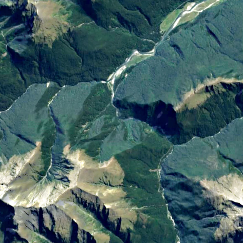 Thunder Creek Falls seen from above (Sentinel-2)