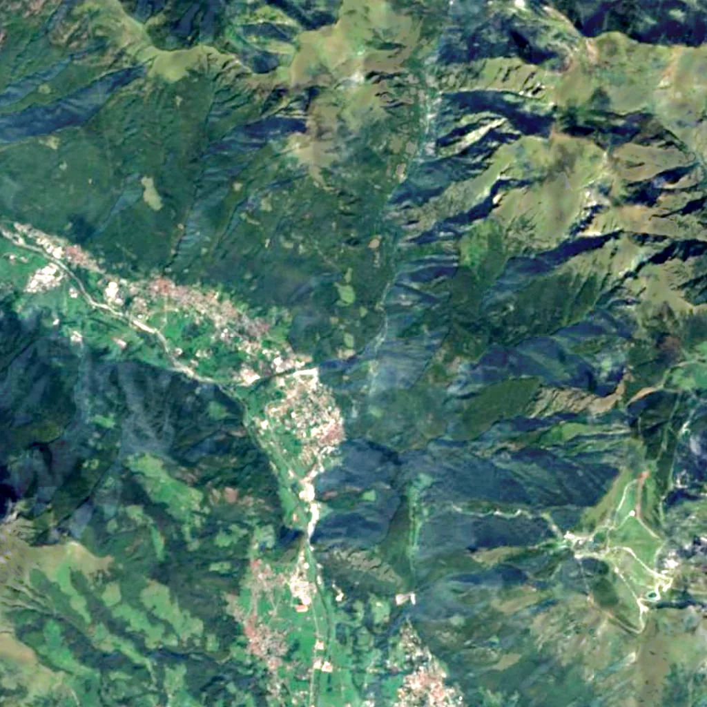 Troggia Falls seen from above (Sentinel-2)