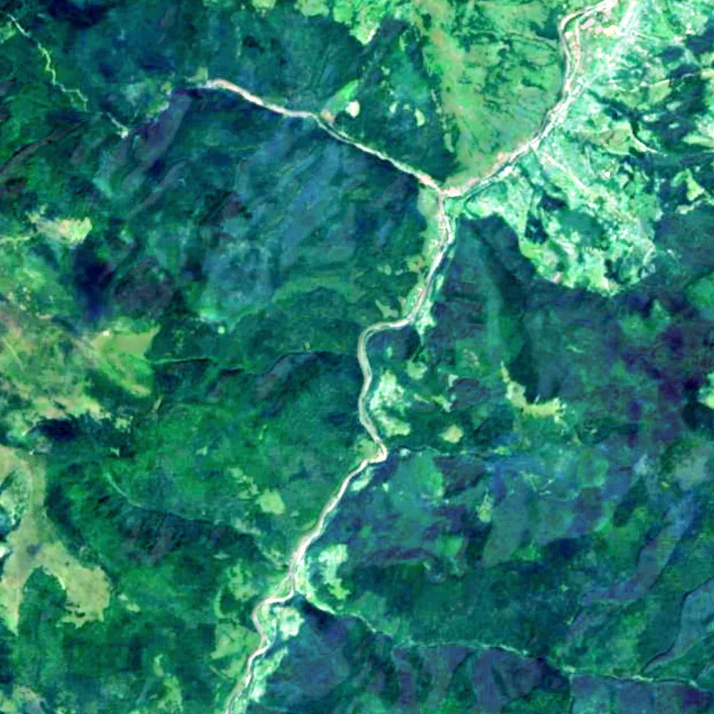 Trufanets Waterfall seen from above (Sentinel-2)