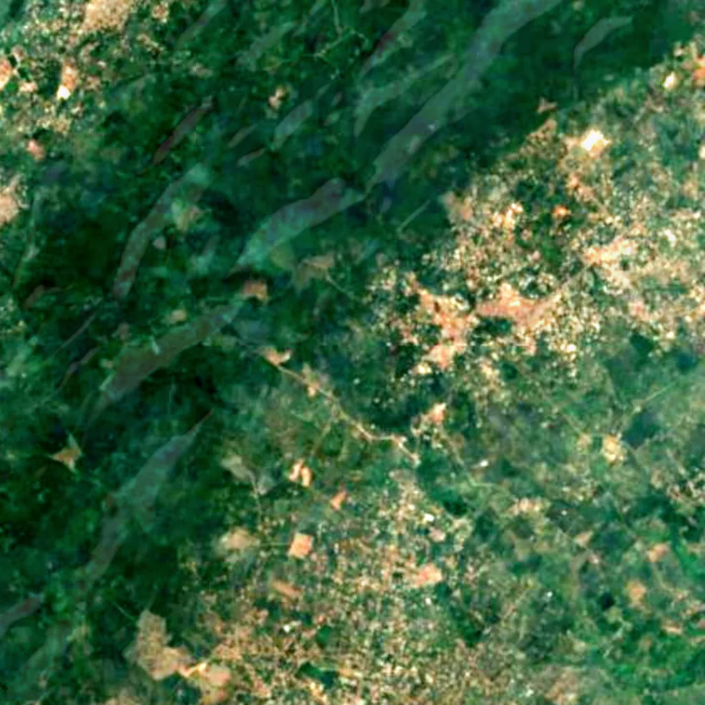 Tsenku Waterfall seen from above (Sentinel-2)