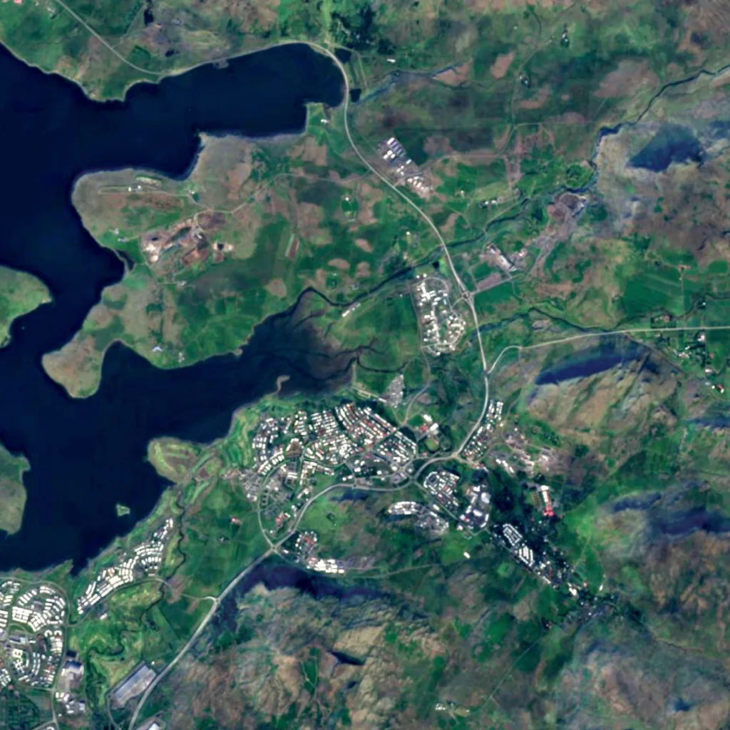 Tungufoss seen from above (Sentinel-2)