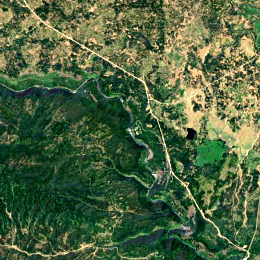 Upper Mesa Falls seen from above (Sentinel-2)