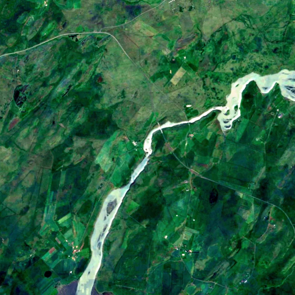 Urriðafoss seen from above (Sentinel-2)