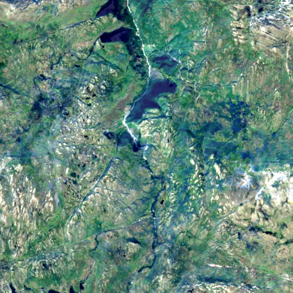 Valursfossen seen from above (Sentinel-2)