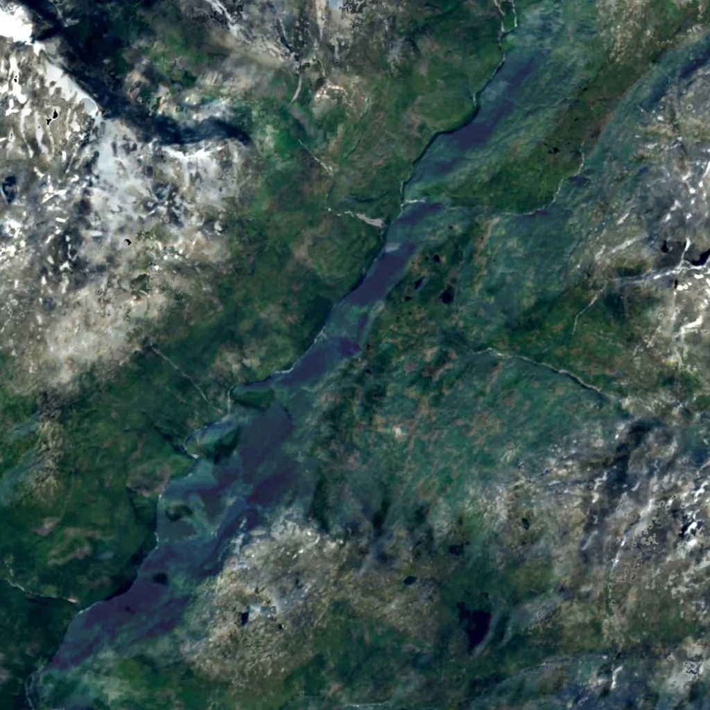 Vettisfossen seen from above (Sentinel-2)