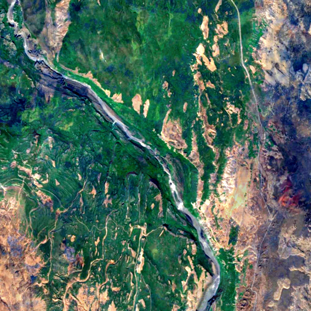 Vigabjargsfoss seen from above (Sentinel-2)