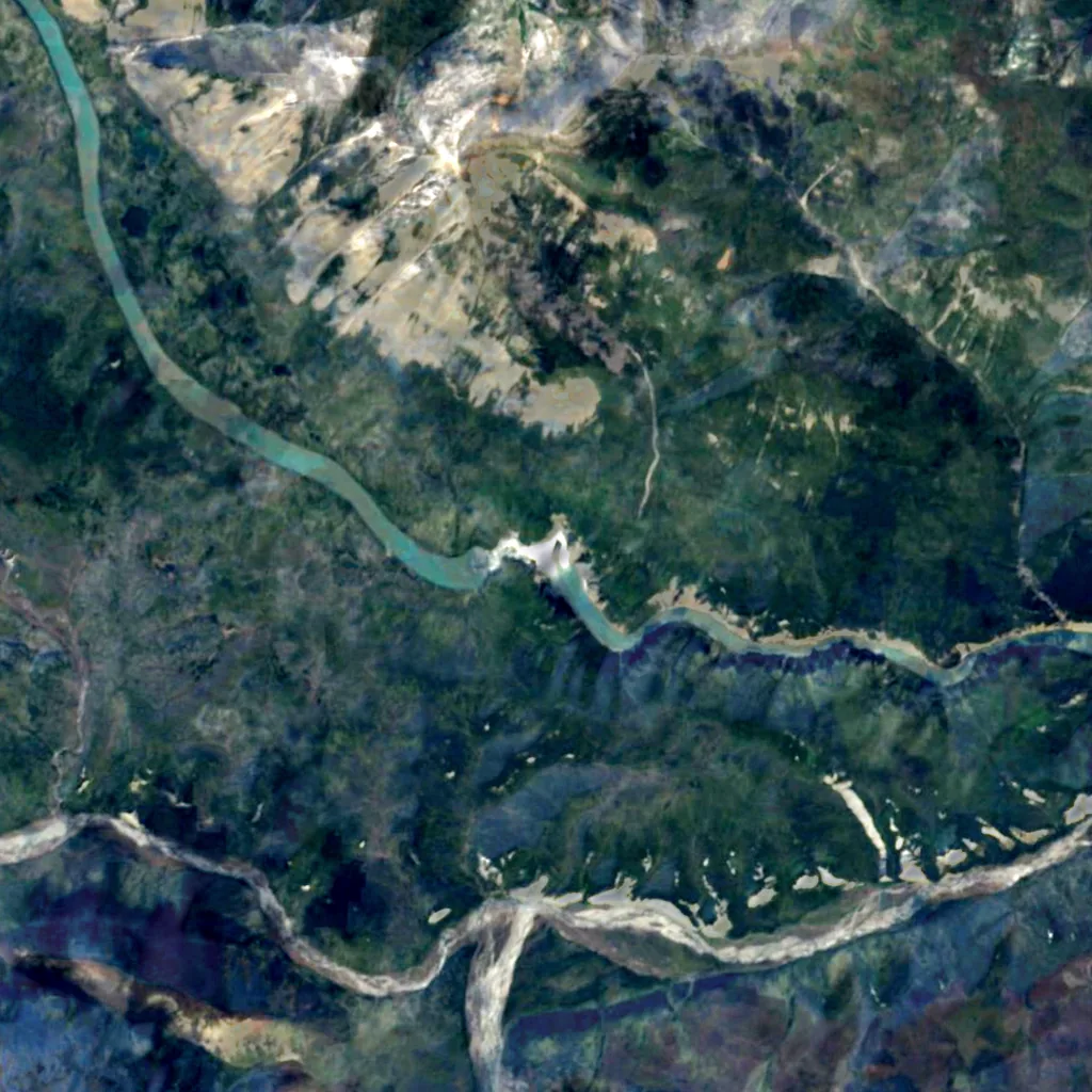 Virginia Falls seen from above (Sentinel-2)