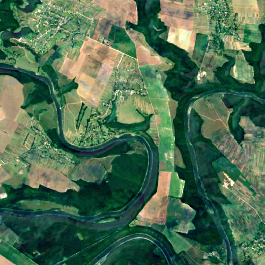 Vozyliv Waterfalls seen from above (Sentinel-2)