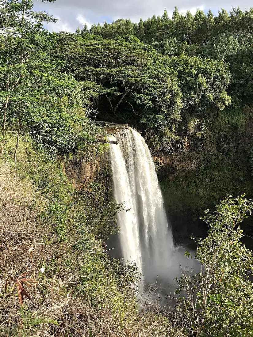 2021-10-08 08 33 20 View of Wailua Falls from the main overlook within Wailua River State Park in Kauai, Hawaii