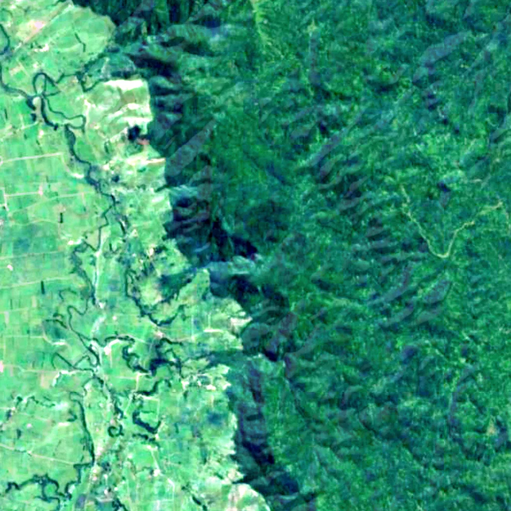 Wairere Falls seen from above (Sentinel-2)