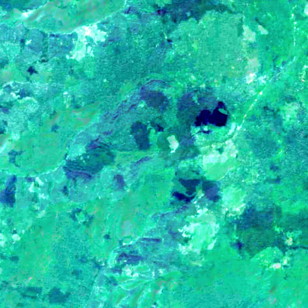 Waterfall on Left Gorbaty Spring seen from above (Sentinel-2)