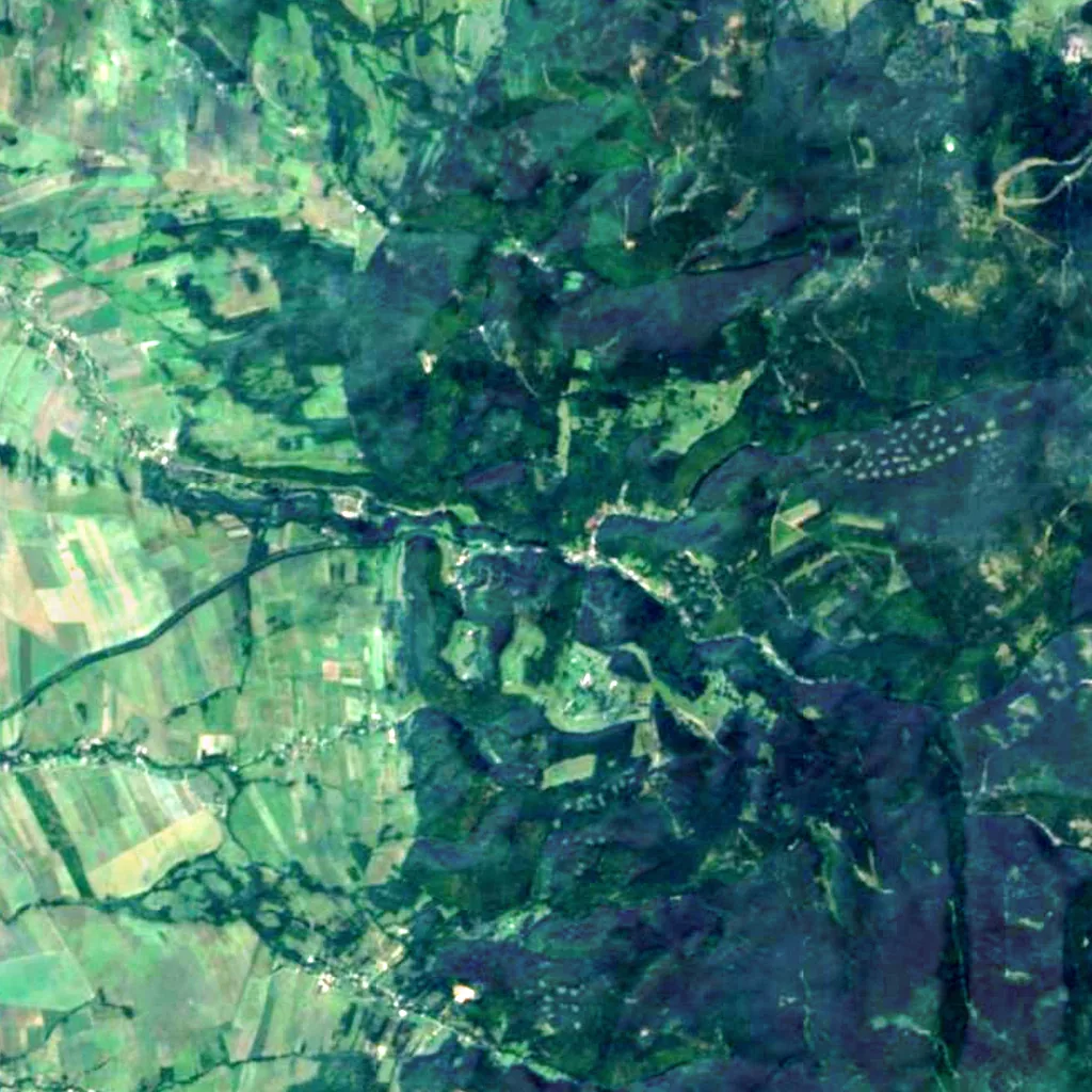 Wilczki Falls seen from above (Sentinel-2)