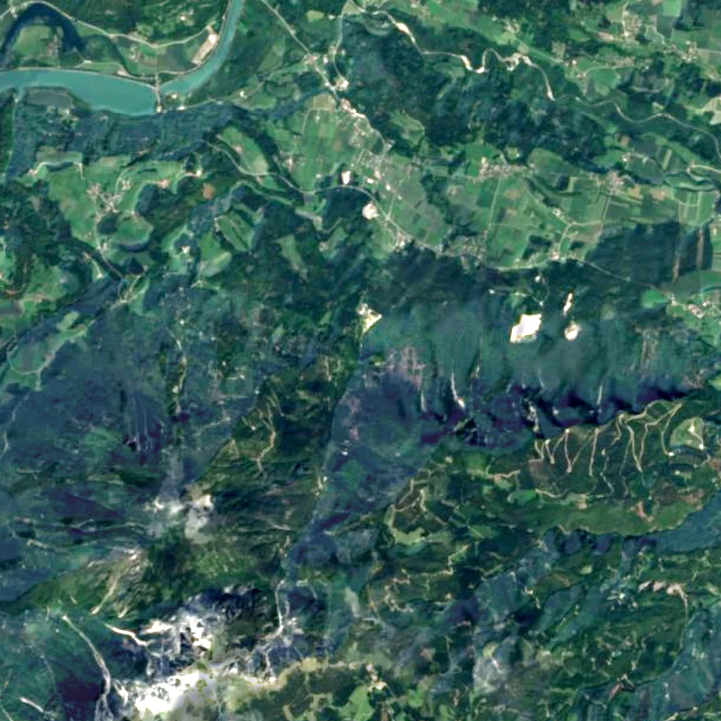 Wildensteiner Wasserfall seen from above (Sentinel-2)