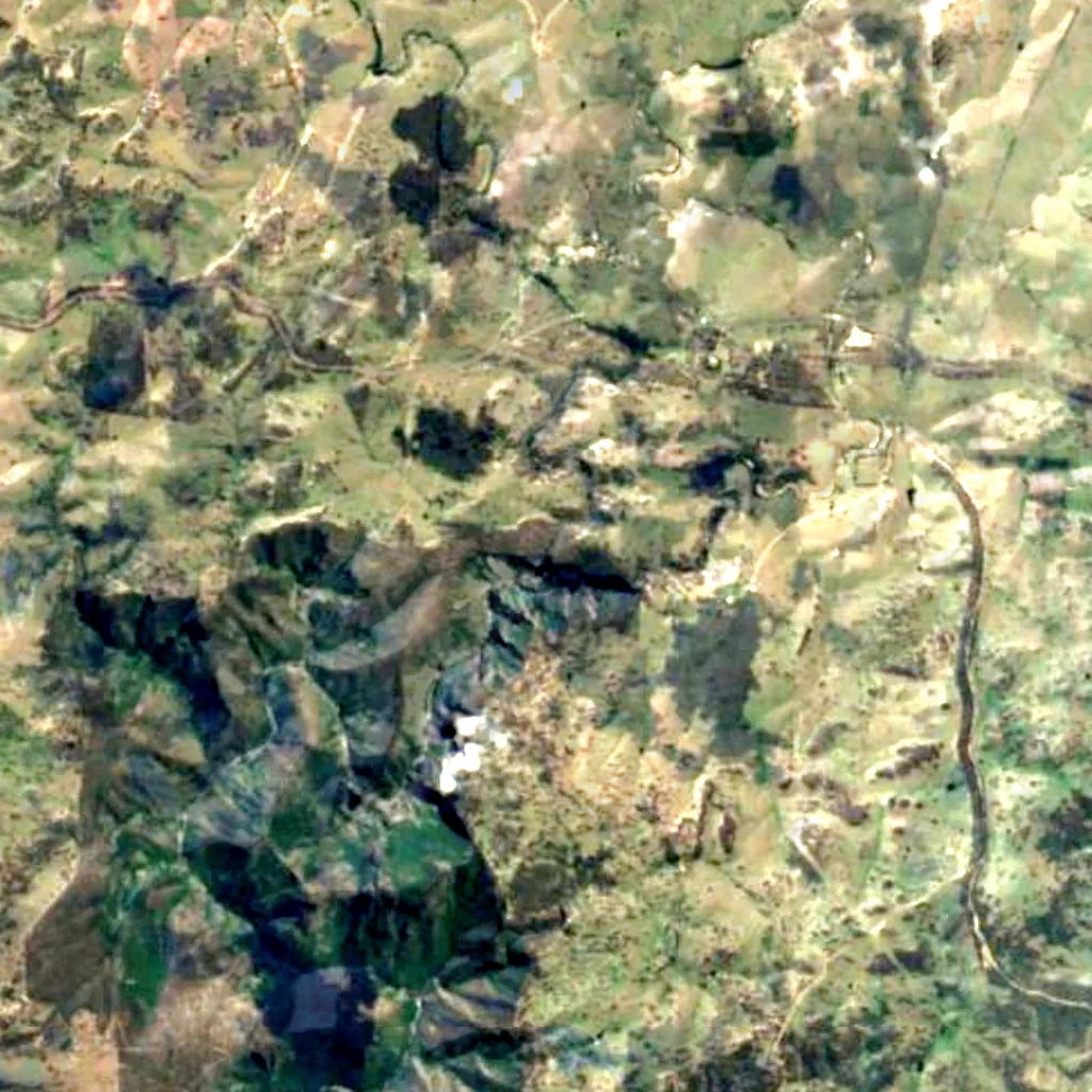 Wollomombi Falls seen from above (Sentinel-2)