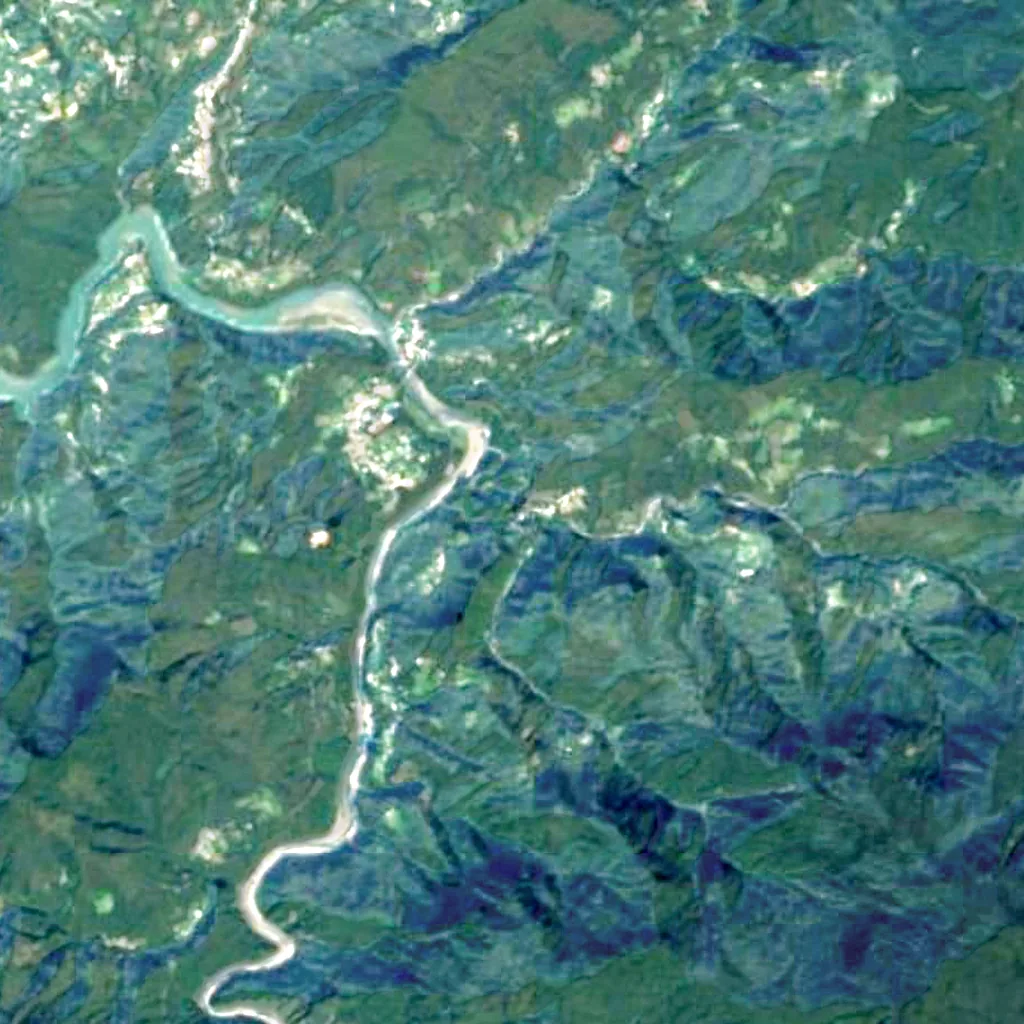 Xiao Wulai Waterfall seen from above (Sentinel-2)