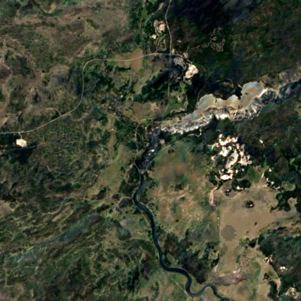 Yellowstone Falls seen from above (Sentinel-2)